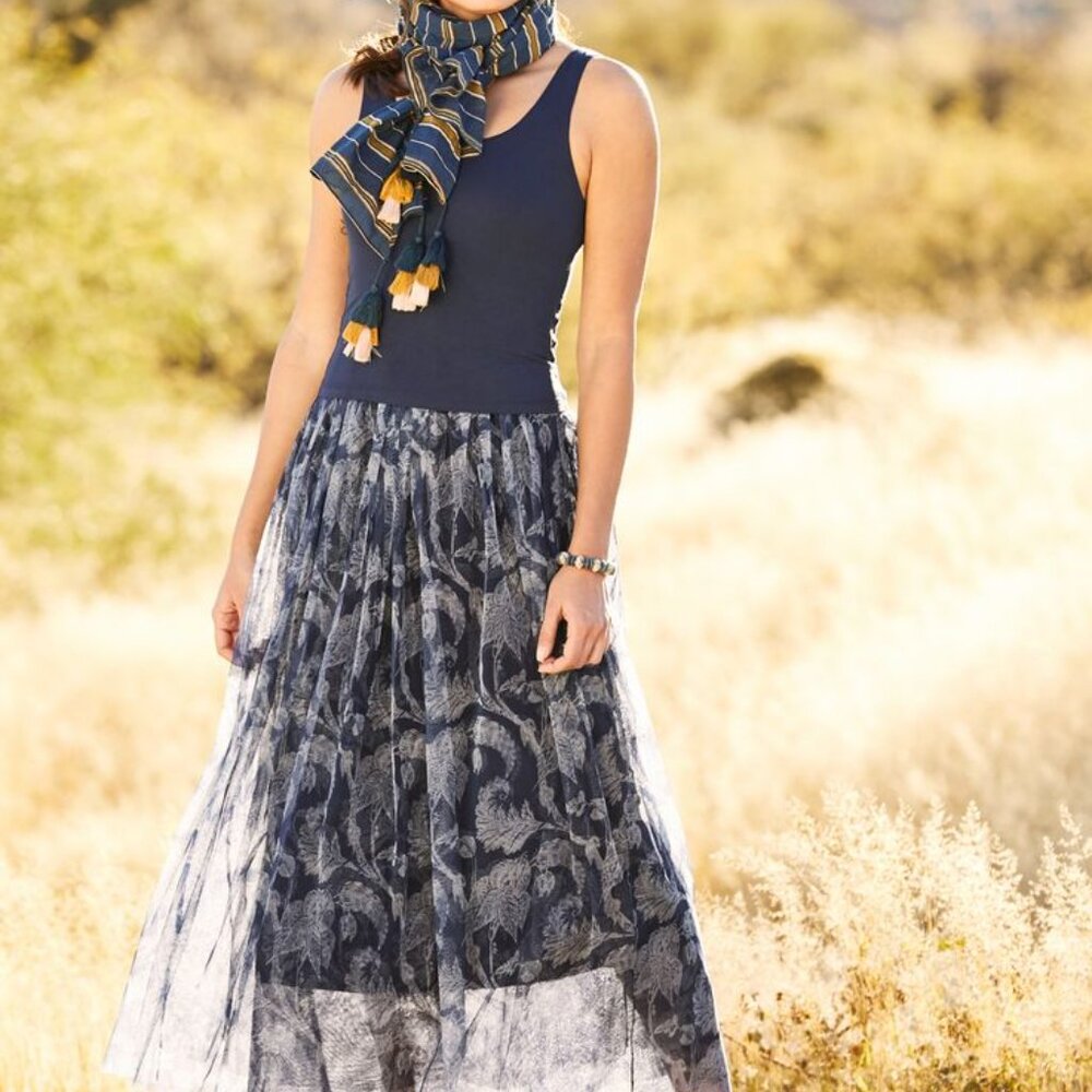 Peruvian Connection Hesperia Sleeveless Maxi Dress XS Mesh Fairy